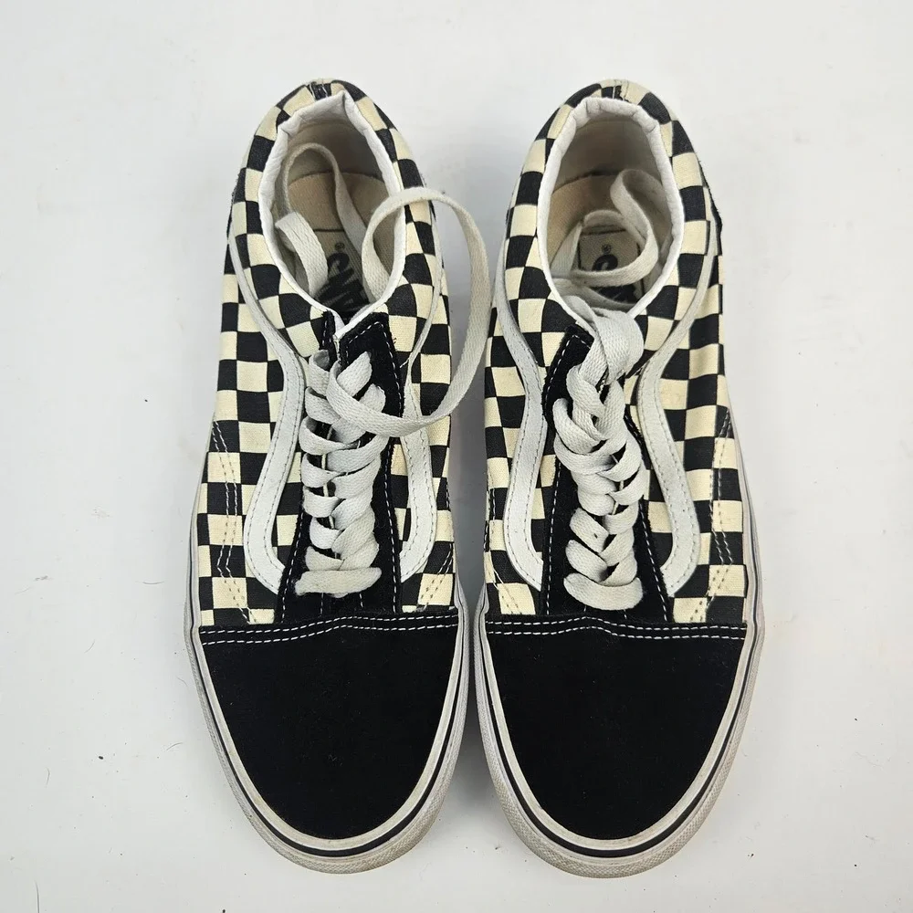 Vans Old Skool Sneakers Mens 8 Womens 9.5 Black White Good Checkerboard Suede